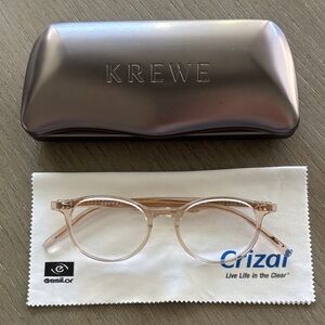 KREWE Calhoun Round Acetate Glasses in Translucent Blush